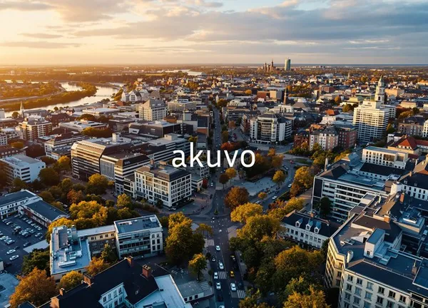 Beispiel-Postkarte akuvo: Stadtmotiv mit Wortmarke