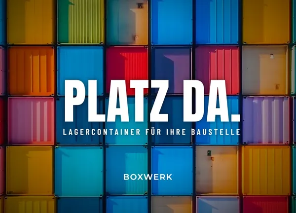Beispiel-Postkarte Boxwerk: Platz da. Lagercontainer für Ihre Baustelle