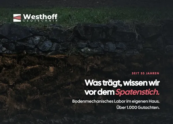 Beispiel-Postkarte Westhoff Geotechnik: Was trägt, wissen wir vor dem Spatenstich.
