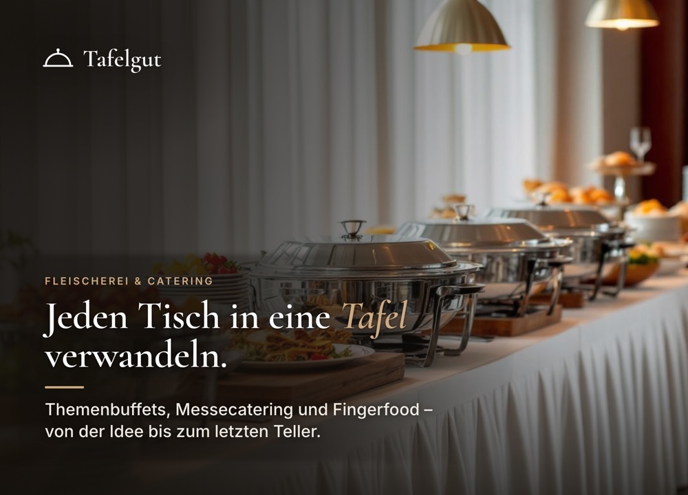 Beispiel-Postkarte für eine Fleischerei mit Catering